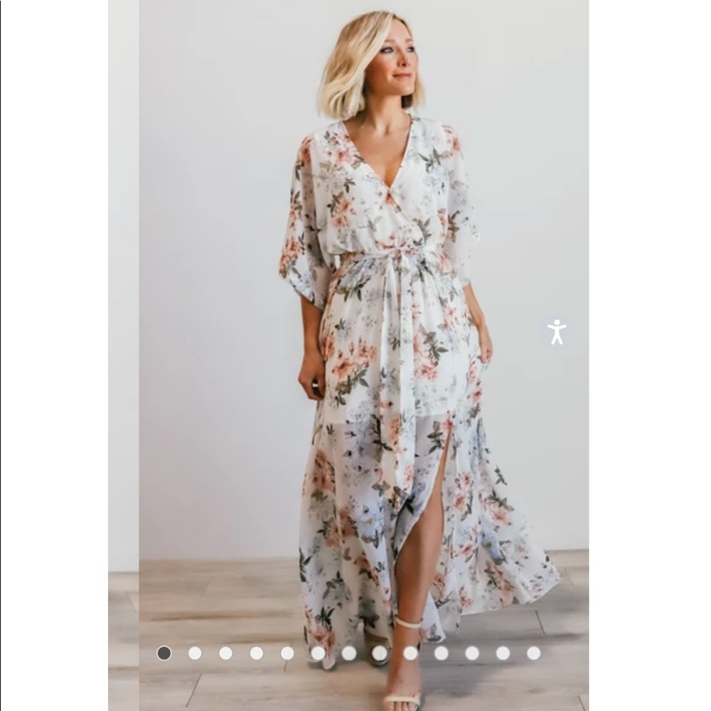 Baltic Born Kia White Floral Maxi Dress Large NWT